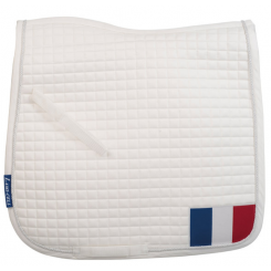 Tapis de selle de dressage logoté FFE avec drapeau Lamicell Blanc