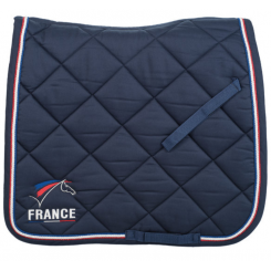 Tapis de selle de dressage FFE logoté Lamicell avec trois cordelettes Navy