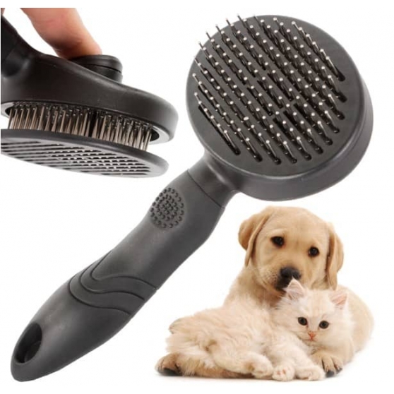 Brosse autonettoyante pour chien et chat